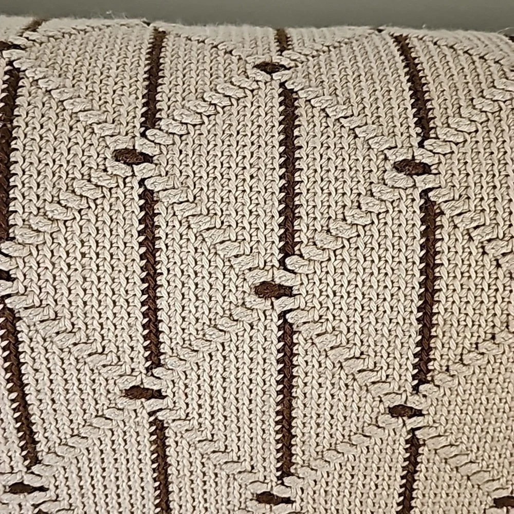 Hand Crocheted afgan. Brown and‎ tan. Beautifully crafted. About 60